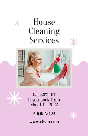 Cleaning Service Offer with Woman Washing the Window Flyer 5.5x8.5in Design Template