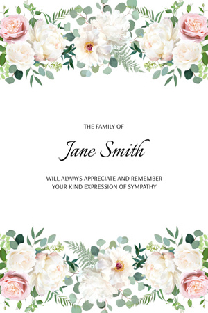 Sympathy Phrase with Watercolor Flowers in Pastel Postcard 4x6in Vertical Design Template