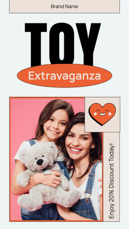 Happy Mother and Daughter with Teddy Bear Instagram Video Story Design Template