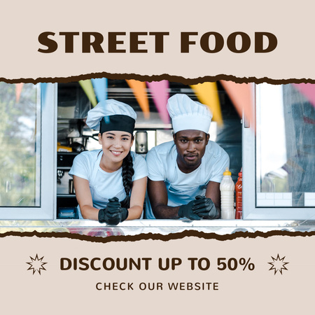 Discount on Street Food with Cooks Instagram Design Template