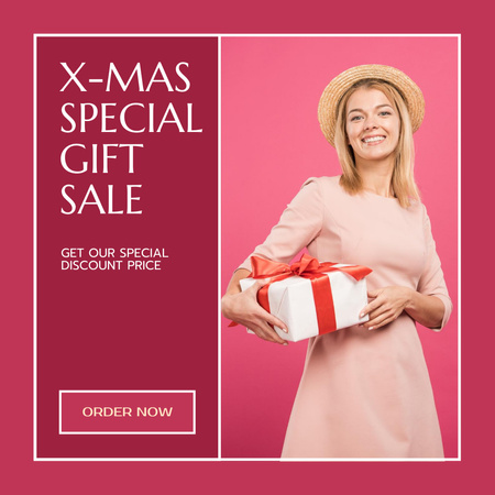 Special Christmas Gift Sale with Attractive Blonde Instagram AD Design Template