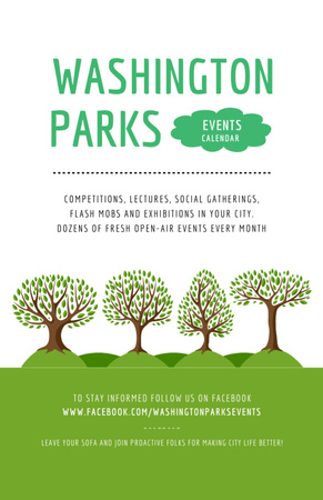 Park Event Announcement Green Trees Invitation 5.5x8.5in Design Template