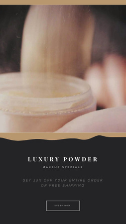 Designvorlage Cosmetics Ad with Woman Using Face Powder für Instagram Video Story