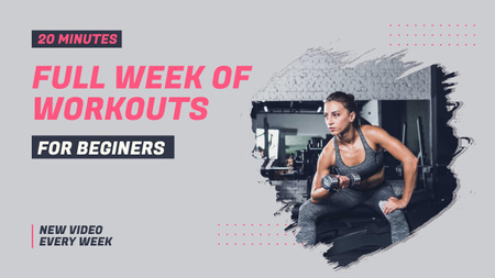 Designvorlage Offer of Full Week Workout in Gym für Youtube Thumbnail