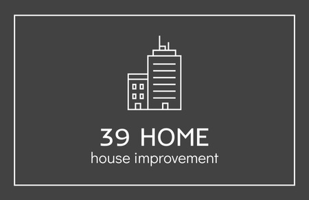 House Improvement Service Grey Minimalist Business Card 85x55mm Design Template