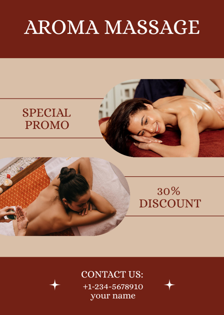 Designvorlage Discount on Aromatic Massage für Flayer