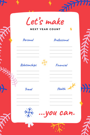 Next Year professional and personal Goals Pinterest Šablona návrhu