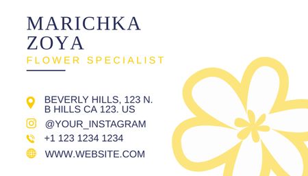 Florist Services Advertisement on Yellow Business Card US Design Template