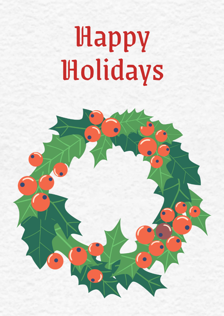 Christmas Greeting with Festive Wreath Postcard A6 Vertical Design Template