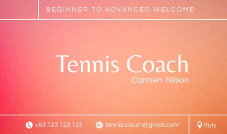 Szablon projektu Tennis Coach Services Offer Business card
