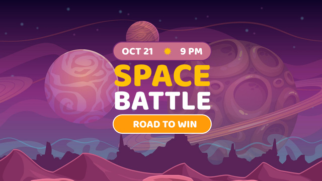 Gaming Tournament Announcement with Illustration of Cosmic World FB event cover Design Template