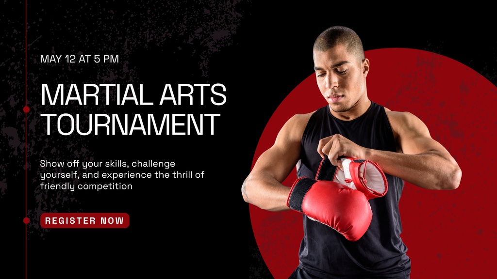 Tournament Event Announcement with Strong Boxer FB event cover Design Template