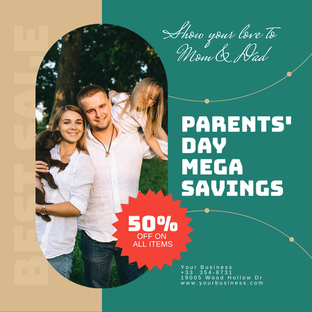 Parents' Day Promotion with Cute Family Instagram Design Template