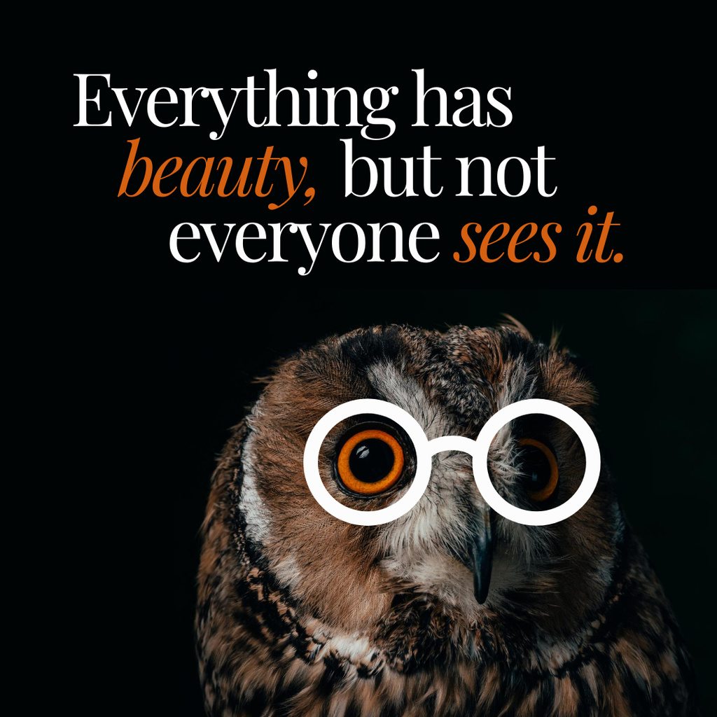 Wise Quote with Funny Owl Instagram Tasarım Şablonu