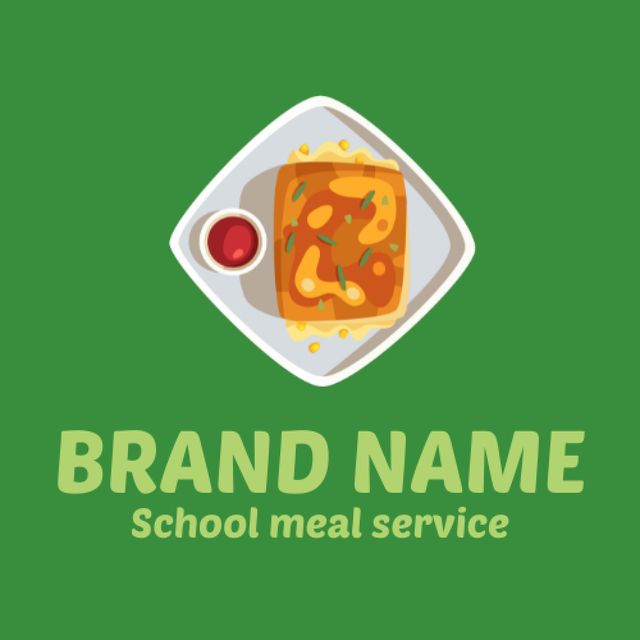 School Food Ad with Dish in Plate Animated Logo Design Template