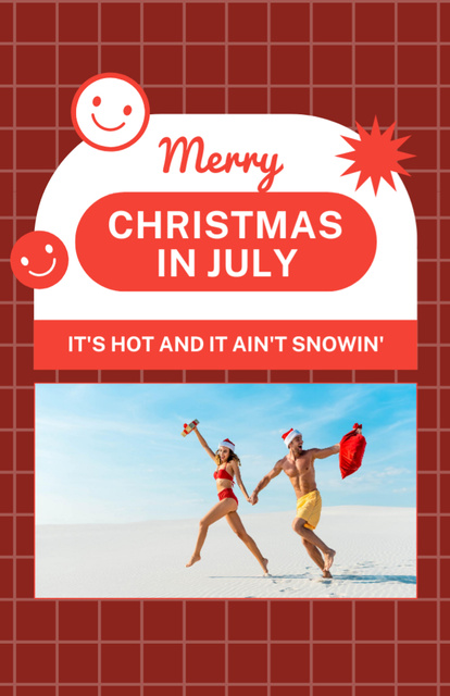 Christmas in July with Happy Couple on Beach Flyer 5.5x8.5in Design Template