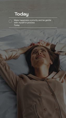 Template di design ispirazione alla salute mentale con la donna a letto Instagram Story