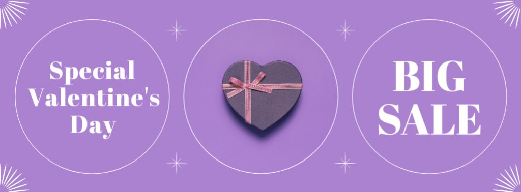 Ontwerpsjabloon van Facebook cover van Special Sale for Valentine's Day on Lilac