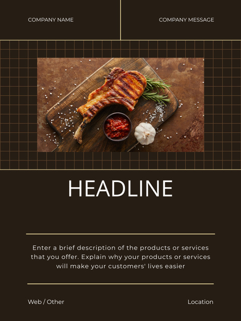 Beautiful Serving of Rack of Meat Poster US Design Template