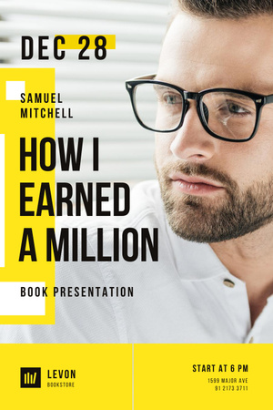 Презентация книги с уверенным бизнесменом Pinterest – шаблон для дизайна