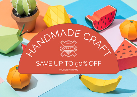 Handmade Craft Market Sale Offer Card Design Template