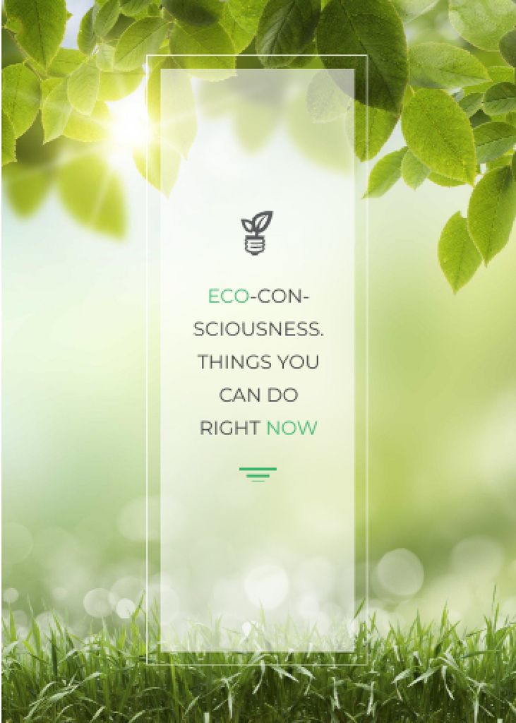 Platilla de diseño Eco Quote Light Bulb with Leaves Invitation