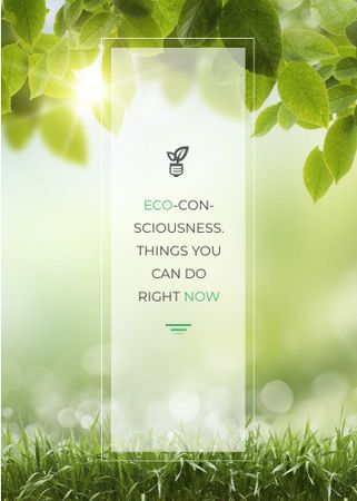 Eco Quote Light Bulb with Leaves Invitation Design Template