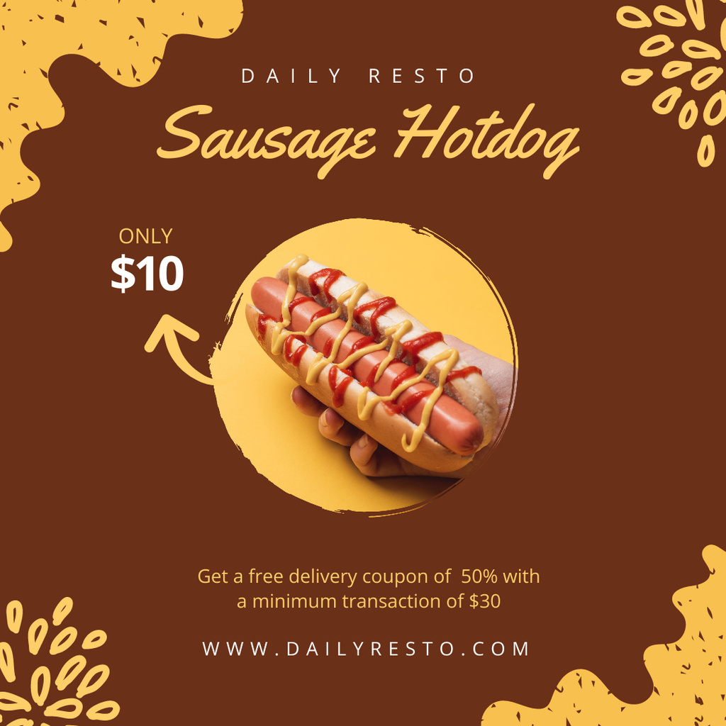 Hotdog Special Price Offer Instagram tervezősablon