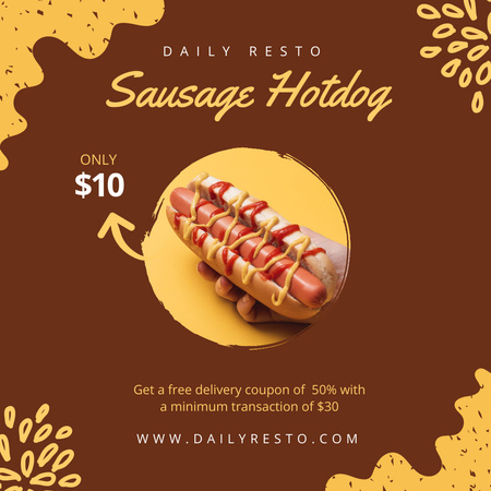 Hotdog Special Price Offer Instagram Design Template
