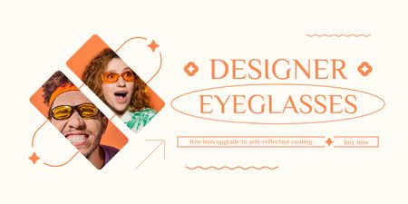 Plantilla de diseño de Compre con gafas de sol de diseñador para hombres y mujeres Twitter 