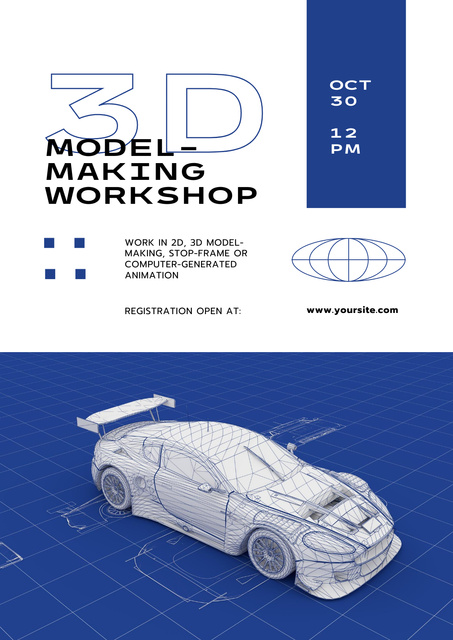 Model-making Workshop Announcement with Car Poster tervezősablon