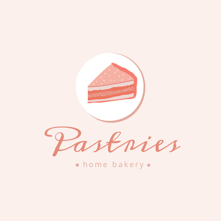 Strawberry Piece of Cake And Bakery Promotion Logo Design Template