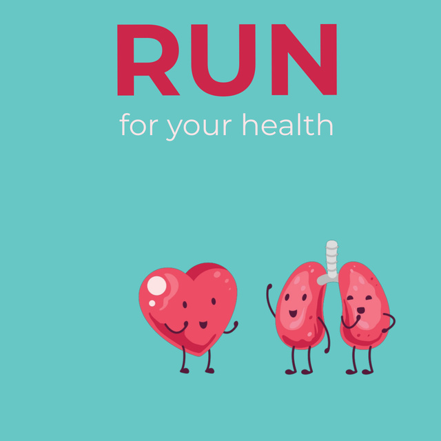 Designvorlage Cigarette chasing lungs and heart characters für Animated Post