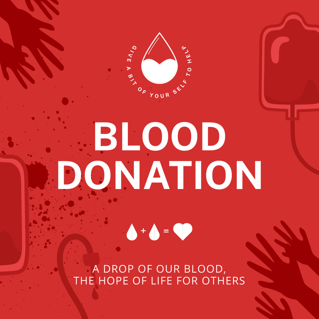 Red Ad to Donate Blood to Save Lives Instagram Design Template