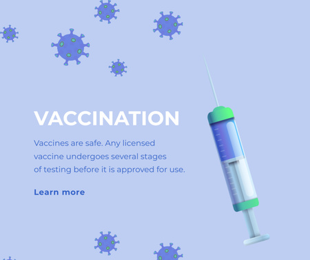 Vaccination Announcement with Doctor holding Syringe Facebook Design Template