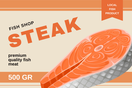 Rybí steak prémiové kvality Label Šablona návrhu