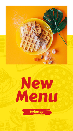 New Menu Announcement with Sweet Waffles Instagram Story Modelo de Design