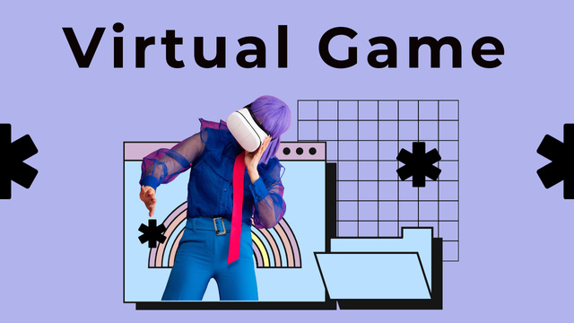 Platilla de diseño Virtual Game Announcement with Girl in Virtual Reality Glasses Youtube Thumbnail