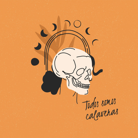 Dia de los Muertos Holiday with Esoteric Illustration Animated Post Design Template