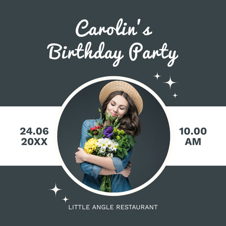 Invitation to Birthday Party of Romantic Young Woman Instagram Design Template