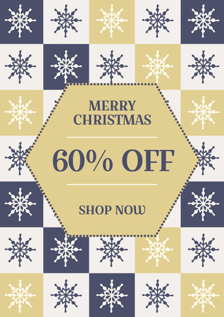 Christmas Sale Offer Snowflake Pattern Poster Design Template