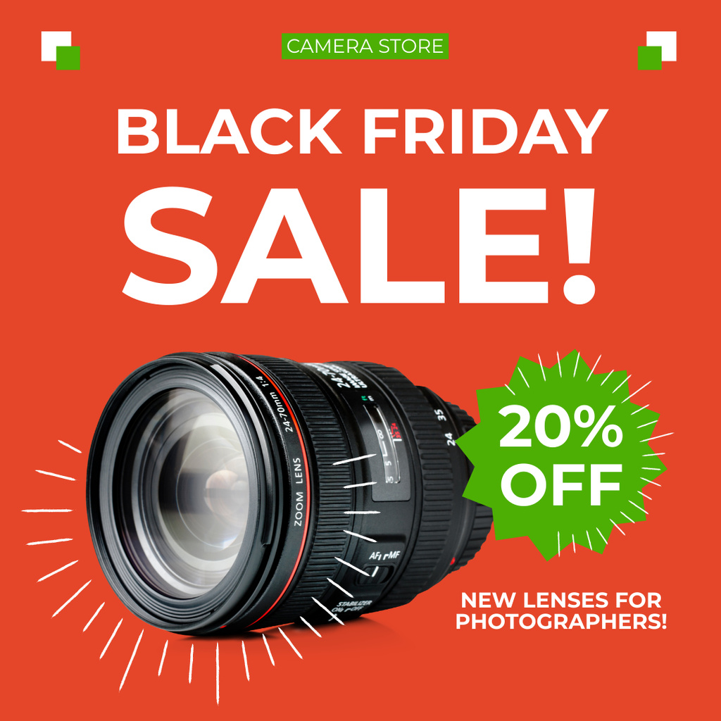 Szablon projektu Black Friday Sale of Photo Equipment Instagram