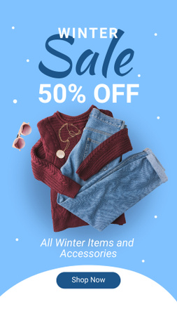 Winter Items and Accessories Sale Instagram Video Story Modelo de Design