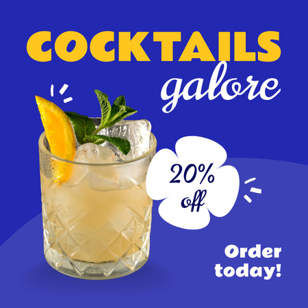 Cocktails Galore With Discounts In Bar Animated Post Design Template