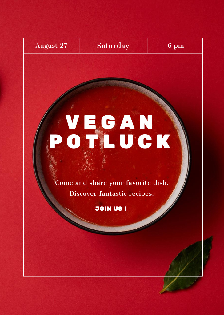 Ontwerpsjabloon van Postcard A6 Vertical van Vegan Tomato Soup Offer