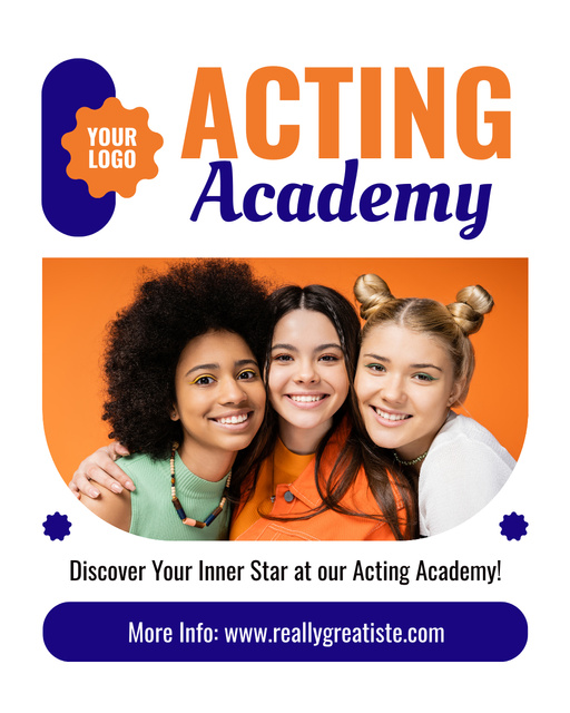 Acting Academy Promo with Young Women Instagram Post Vertical – шаблон для дизайна