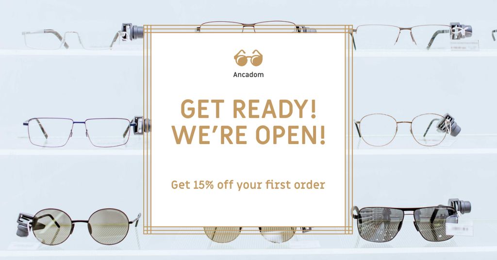 Glasses Store Opening Announcement Facebook AD tervezősablon