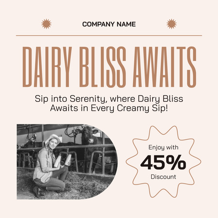 Enjoy Discount on Farm Milk Instagram AD Design Template