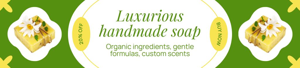 Discount on Luxury Handmade Soap with Floral Scents Ebay Store Billboard Πρότυπο σχεδίασης