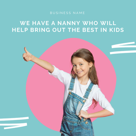 Lastenhoitopalvelumainos sinisellä ja pinkillä Instagram Design Template
